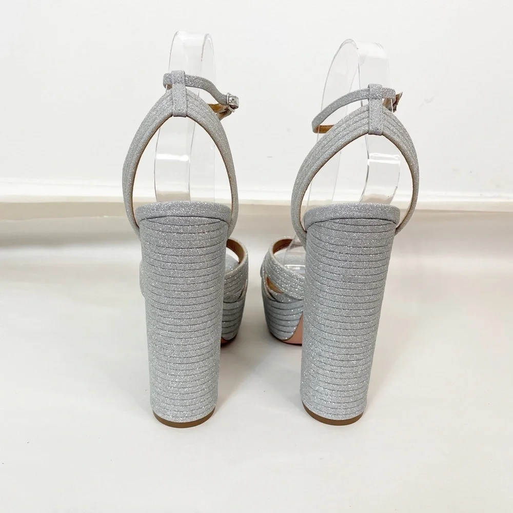 Like New Aquazzura Sundance Platform Glitter Platform Heels